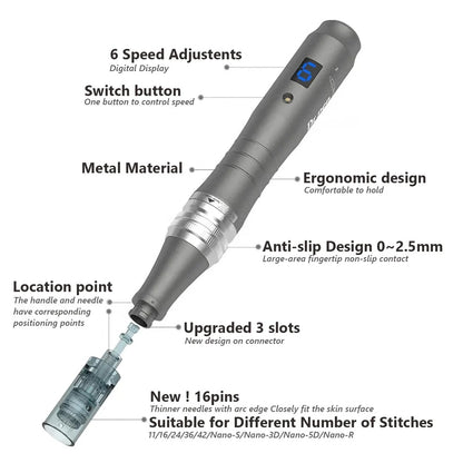 Dr. Pen M8 Wireless Microneedling Pen Kit - Includes 10 Cartridges for Professional Skin Care