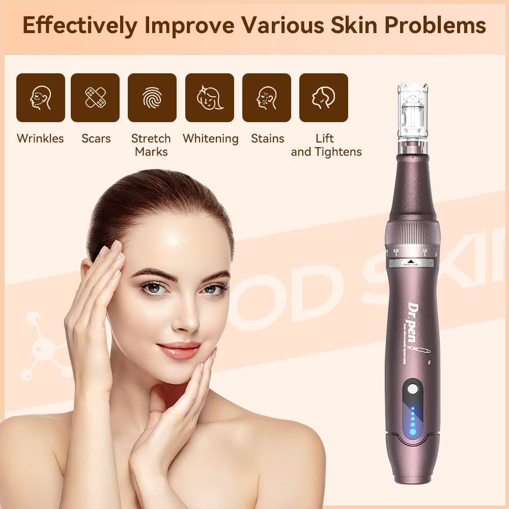 Dr. Pen A10 Professional Wireless Microneedling Pen - Includes 10 Replacement Cartridges for Skin Care