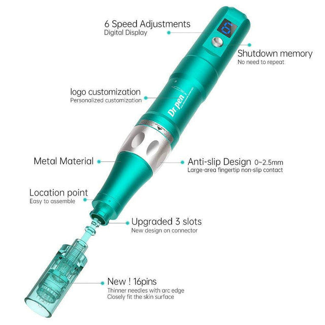 Dr. Pen A6S Smart Microneedling Pen - Includes 10 Replacement Cartridges for Effective Skin Treatment